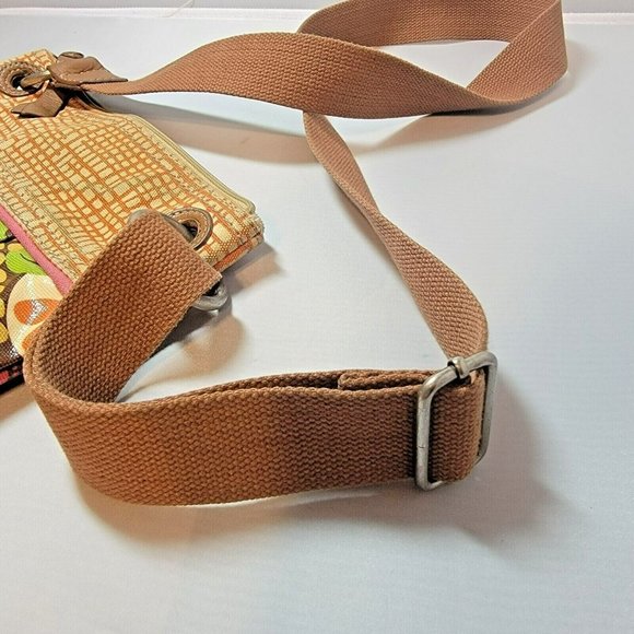 Fossil Multicolor Zip Bucket Purse Medium Large Floral Flower Crossbody Shoulder - Picture 5 of 9